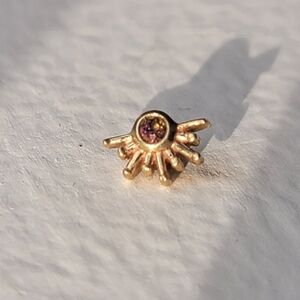 Bvla 6mm Live To Tell 14g Threaded End With 2mm Mystic Topaz Yellow Gold YG